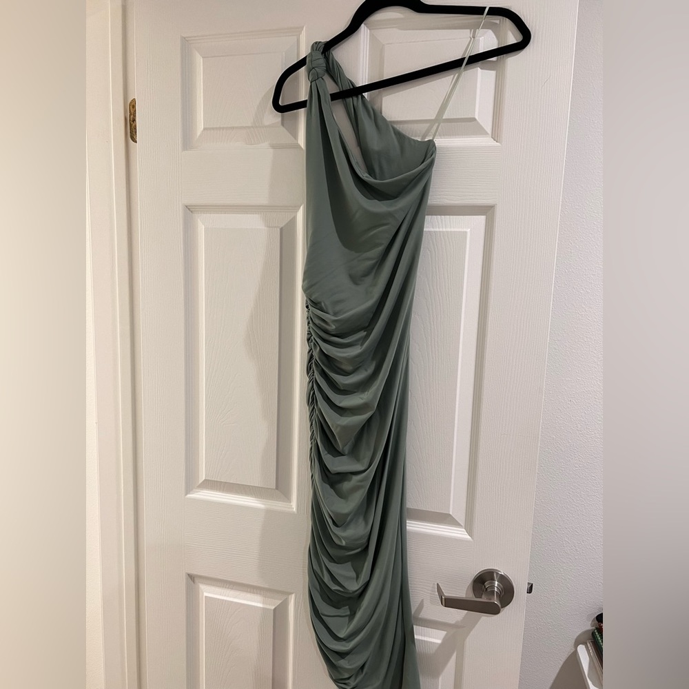 Alix NYC one shoulder, open back dress